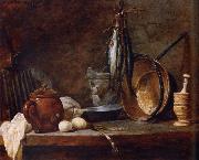 Jean Baptiste Simeon Chardin, Lean food with cook utensils